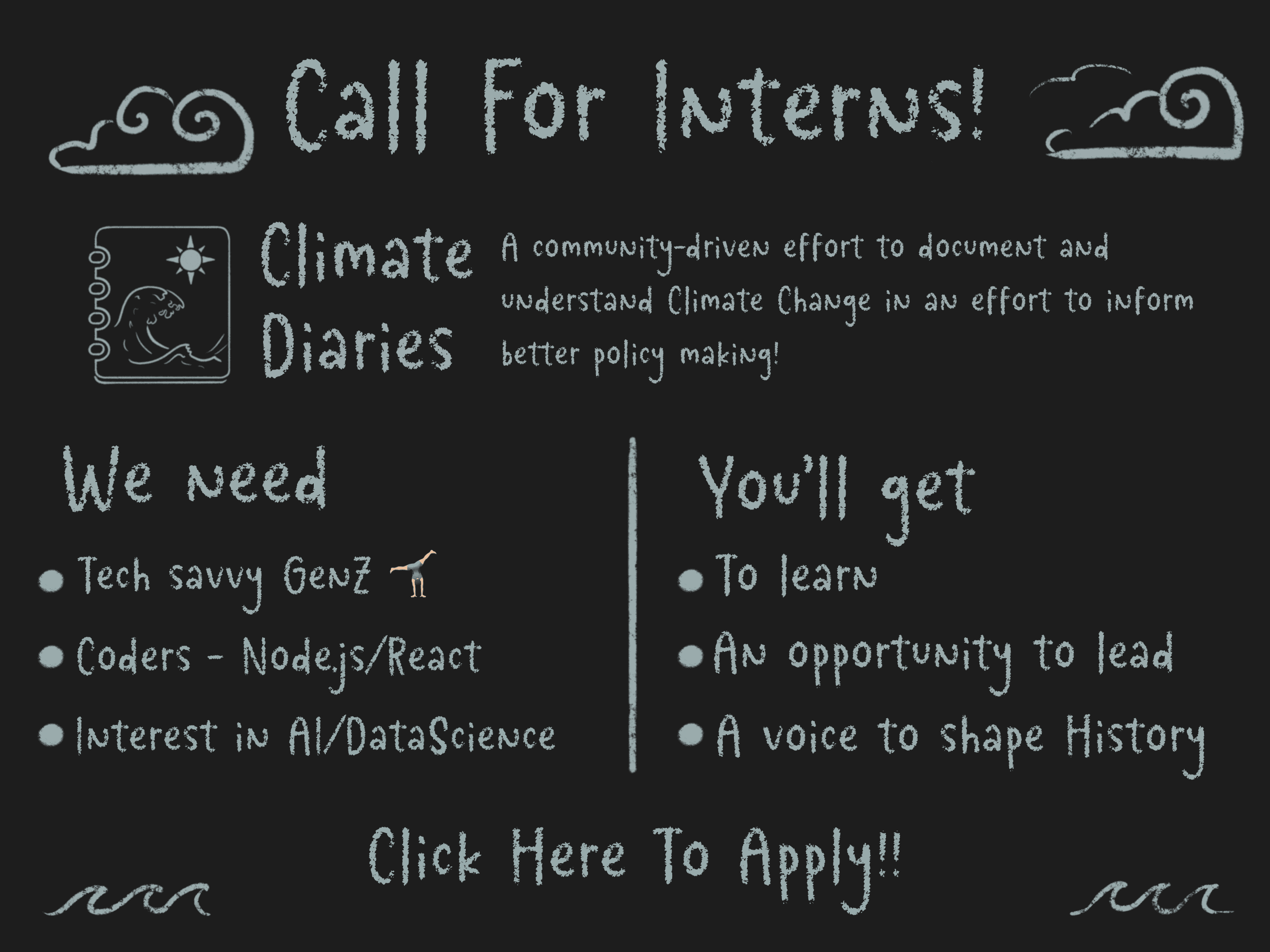 Call For Interns, Click to Apply!